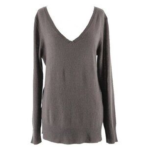 360 Cashmere $219 Sz S Taupe Double V Back Bar 100% Cashmere Sweater